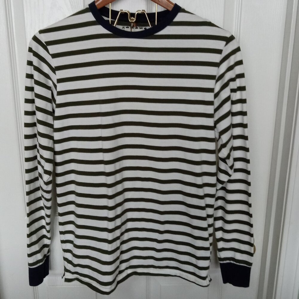 Very Soft Dark Green, White & Navy Long Sleeve Tee